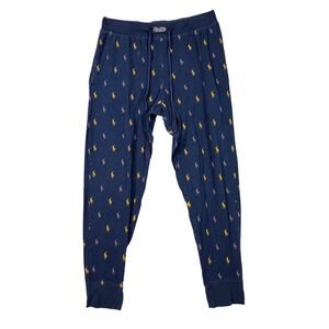 Polo Ralph Lauren Sleepwear Pants Women's Medium Navy Blue Pony Print Lounge